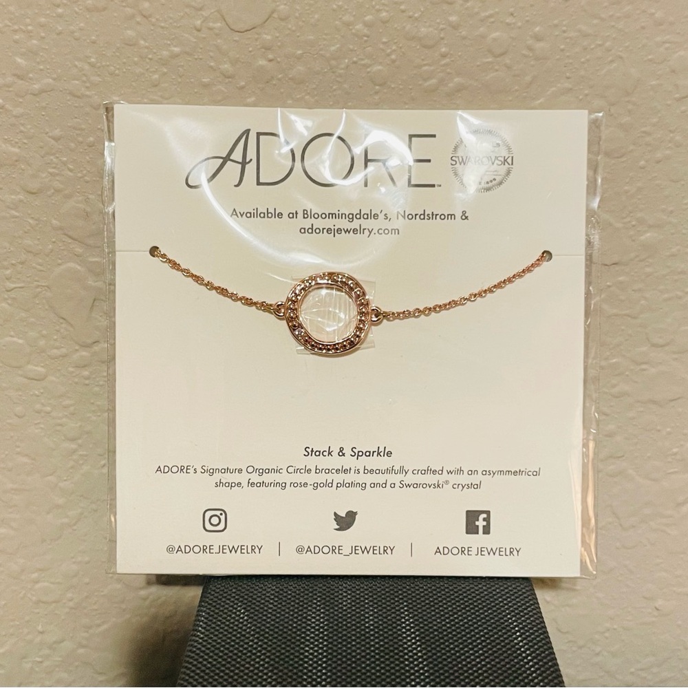 NWT - ADORE Signature Organic Circle bracelet Swarovski rose gold